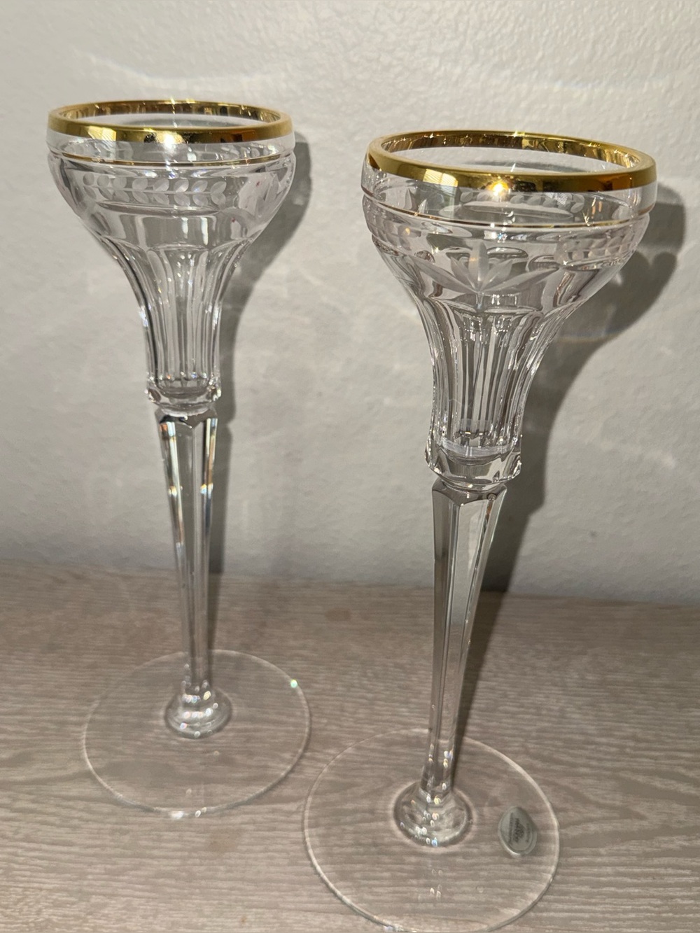 Patrician by GORHAM CRYSTAL, Vintage Gorham Crystal Gold Rim x2